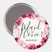 Chic Burgundy & Pink Trauzeugin für Blumenkreide Magnet (Vorderseite/Rückseite)