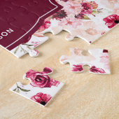 Chic Burgundy & Pink Watercolor Blumenmagazin Puzzle (Seite)