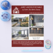 Chic Burgundy Real Estate Home Listing 2 Sided Flyer (Einzeln)