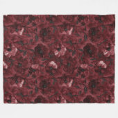 Chic Burgundy Red Floral Fleecedecke (Vorderseite (Horizontal))