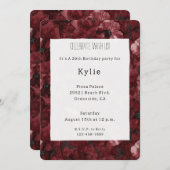 Chic Burgundy Red Floral Geburtstag Einladung (Vorne/Hinten)