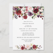 Chic Burgundy Red Floral Post Wedding Brunch Einladung (Vorderseite)