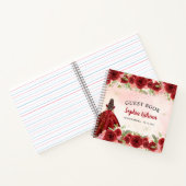 Chic Burgundy Red Gold Floral Prinzessin Quinceañe Notizblock (Innenseite)
