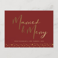 Chic Burgundy Red Gold Verheiratet und Merry Foto