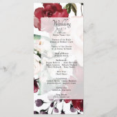 Chic Burgundy Red Violet Floral Wedding Zeremonie Programm (Rückseite)