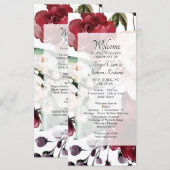 Chic Burgundy Red Violet Floral Wedding Zeremonie Programm (Vorne/Hinten)