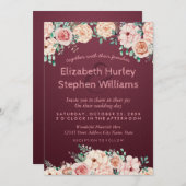 Chic Burgundy Red Watercolor Polterabend Einladung (Vorne/Hinten)