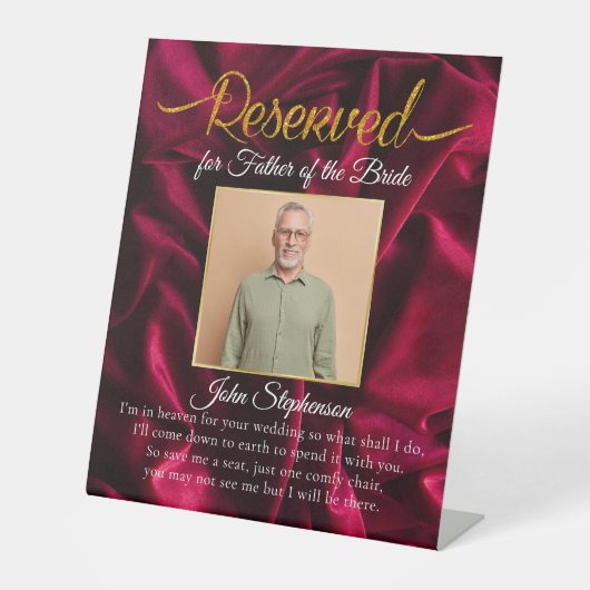 Chic Burgundy Rettete ein Sessel-Foto-Gedenkstätte Sockelschild (Vorderseite)