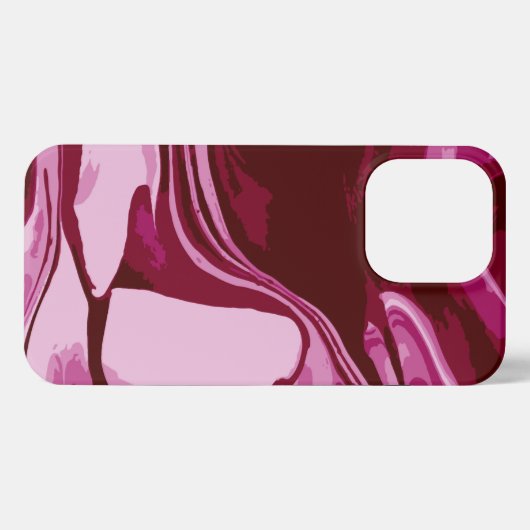 Chic Burgundy Rosa Marmor Abstrakt iPhone Hülle (Rückseite (Horizontal))