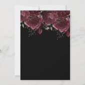 Chic Burgundy Rose Black Wedding Anniversary Einladung (Rückseite)