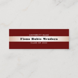 Chic Burgundy Rose Gold Abschluss Name Beilage Mini Visitenkarte