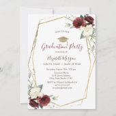 Chic Burgundy Rose, Grad Cap, Abschluss Einladung (Vorderseite)
