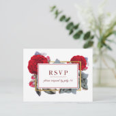 Chic Burgundy Rote Rose Blossom Nature Wedding RSV Einladungspostkarte (Stehend Vorderseite)