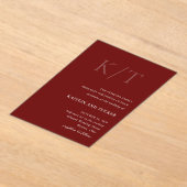 Chic Burgundy Rust Bold Monogram Elegant Wedding Acryleinladungen (Ablage )