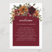 Chic Burgundy Rust Floral Wedding Order of Event Programm (Rückseite)