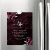 Chic Burgundy Silver Floral Wedding Save the Date Magneteinladung