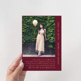 Chic Burgundy Two Foto Graduation Party Einladung