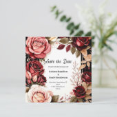 Chic Burgundy Typografie Save The Date (Stehend Vorderseite)