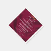 Chic Burgundy und Gold Script Wedding Fun Fakten Serviette (Ecke)