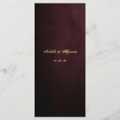Chic Burgundy und Gold Spanische Red Wedding Menükarte (Rückseite)