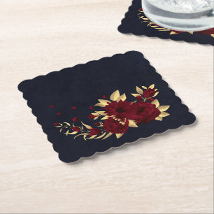 Chic burgundy und Goldmedaille blau Untersetzer