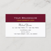 Chic Burgundy und White Simple Modern Beruflich Visitenkarte (Rückseite)