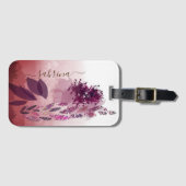 Chic Burgundy Watercolor Floral Monogram Gepäckanhänger (Vorderseite (Horizontal))