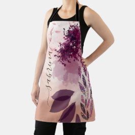 Chic Burgundy Watercolor Floral Signature Schürze