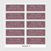 Chic Burgundy Wedding Guest Address Labels (Blatt)