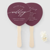 Chic Burgundy Wedding Program Fan Fächer (Vorne und Hinten)