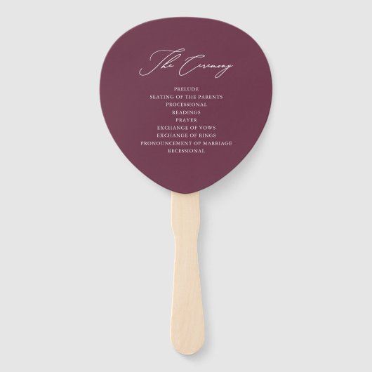 Chic Burgundy Wedding Program Fan Fächer (Rückseite)