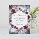 Chic Burgundy Wedding Save The Date (Stehend Vorderseite)