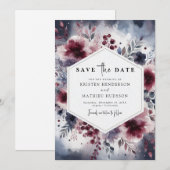 Chic Burgundy Wedding Save The Date (Vorne/Hinten)