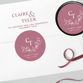 Chic Burgundy Wedding Umschlag Aufkleber / Gefalle