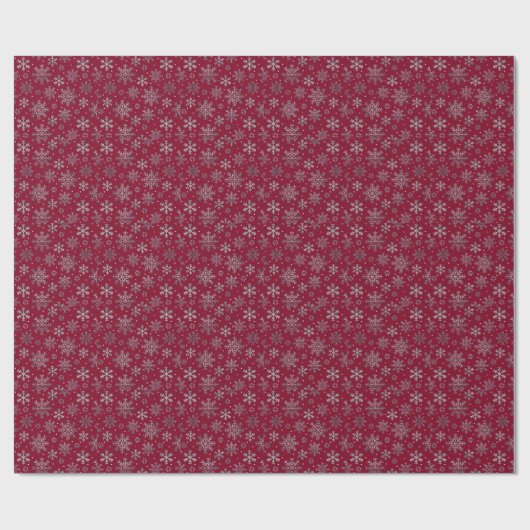 Chic Burgundy Weihnachten mit eleganten Schneefloc Geschenkpapier (Flach)
