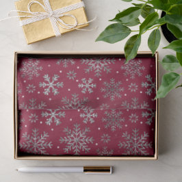 Chic Burgundy Weihnachten mit eleganten Schneefloc Seidenpapier