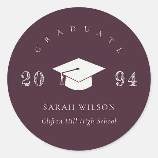 Chic Burgundy Weinkultur und Erde Abschluss Runder Aufkleber (Vorderseite)