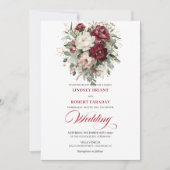 Chic Burgundy White Eucalyptus Wedding Invitation Einladung (Vorderseite)