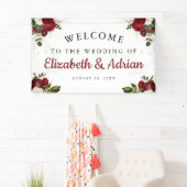 Chic Burgundy & White Floral Begrüßung Banner (Insitu)