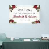 Chic Burgundy & White Floral Begrüßung Banner (Messeveranstaltung)