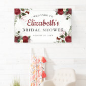 Chic Burgundy & White Floral Brautparty Banner (Insitu)