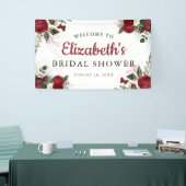 Chic Burgundy & White Floral Brautparty Banner (Messeveranstaltung)