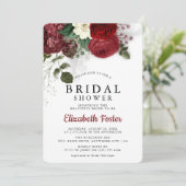Chic Burgundy & White Floral Brautparty Einladung (Stehend Vorderseite)