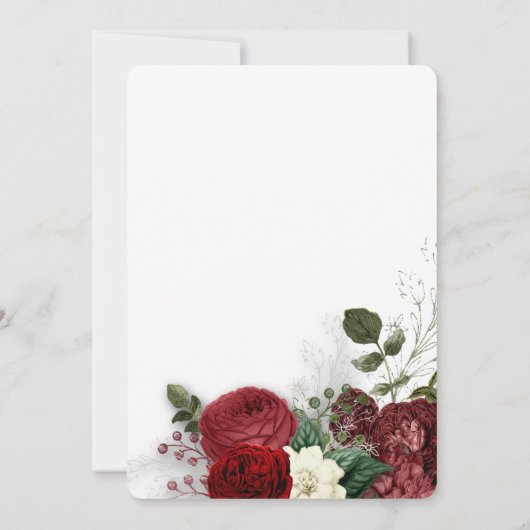 Chic Burgundy & White Floral Brautparty Einladung (Rückseite)