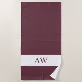 Chic Burgundy White Mit Monogramm Strandtuch