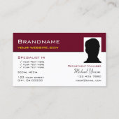 Chic Burgundy White Simple mit Monogram und Foto Visitenkarte (Rückseite)
