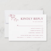 Chic Burgundy White Wedding mit/ohne Mahlzeit RSVP Karte (Vorderseite)