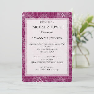 Chic Burgundy Wine White Lace Floral Brautparty Einladung