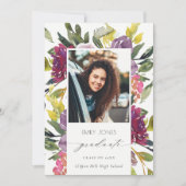 Chic Burgundy Yellow Pink Foto Abschluss Ankündigung (Vorderseite)