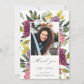 Chic Burgundy Yellow Pink Foto Abschluss Dankeskarte (Vorderseite)